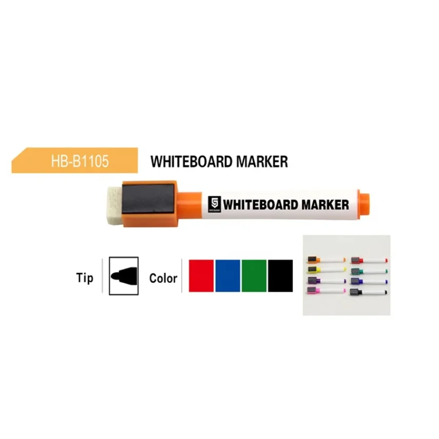 Art supplies including marker pens displayed neatly.