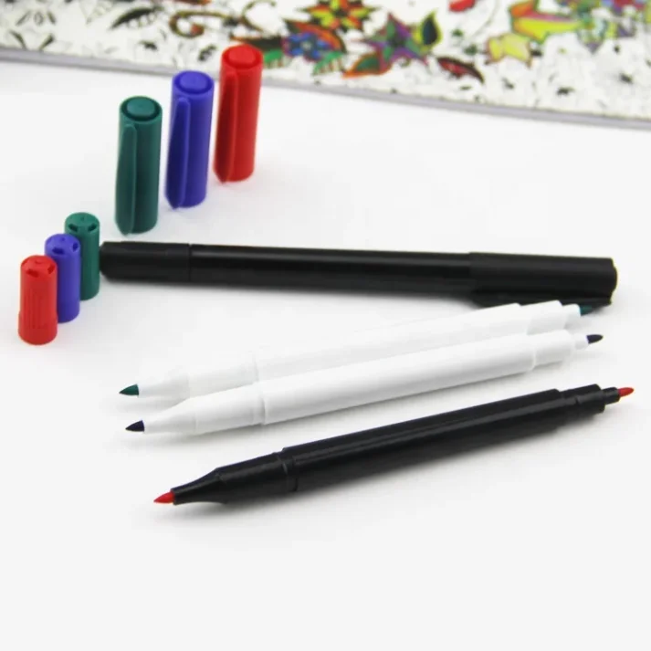 An assortment of marker pens in various colors and tip sizes.