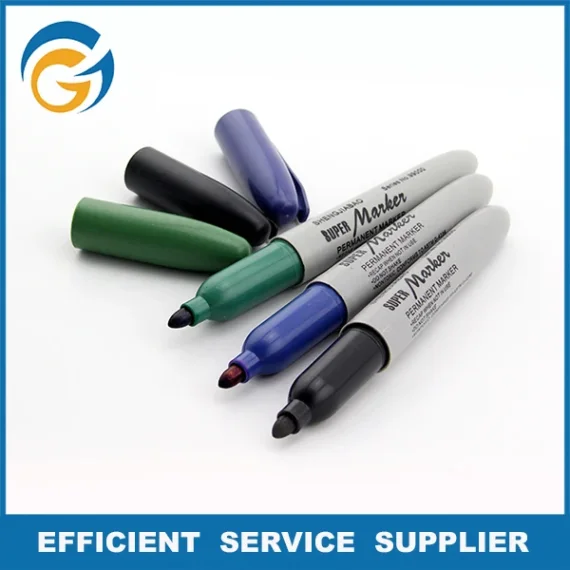 Art supplies including a variety of marker pens.