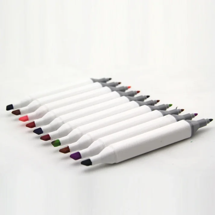 Assorted colored marker pens for artistic and office use