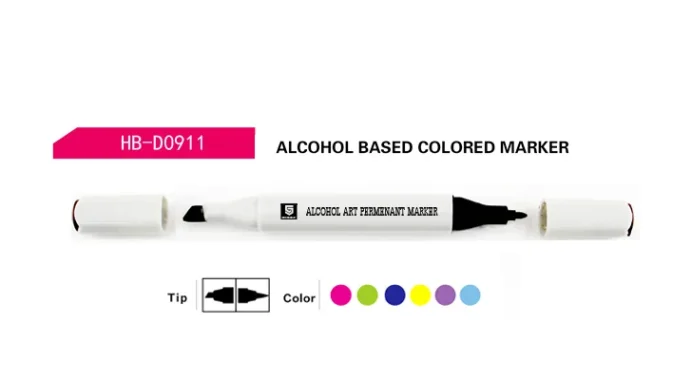 Set of permanent black marker pens for labeling and marking