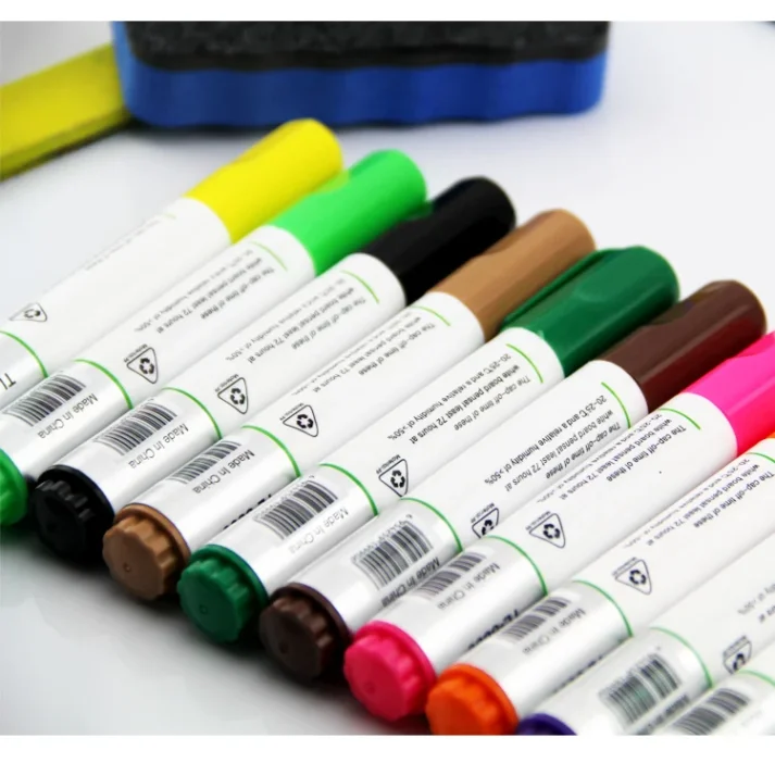 A set of colorful marker pens for art and design.