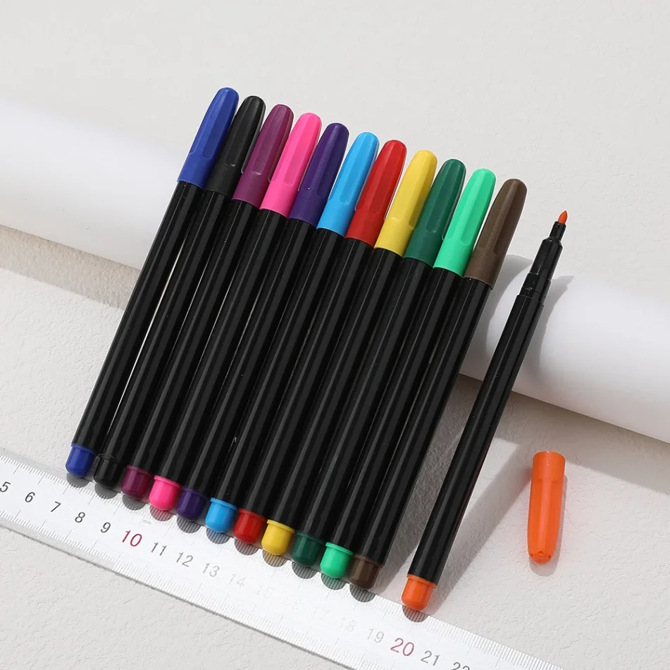 Collection of colorful marker pens for art