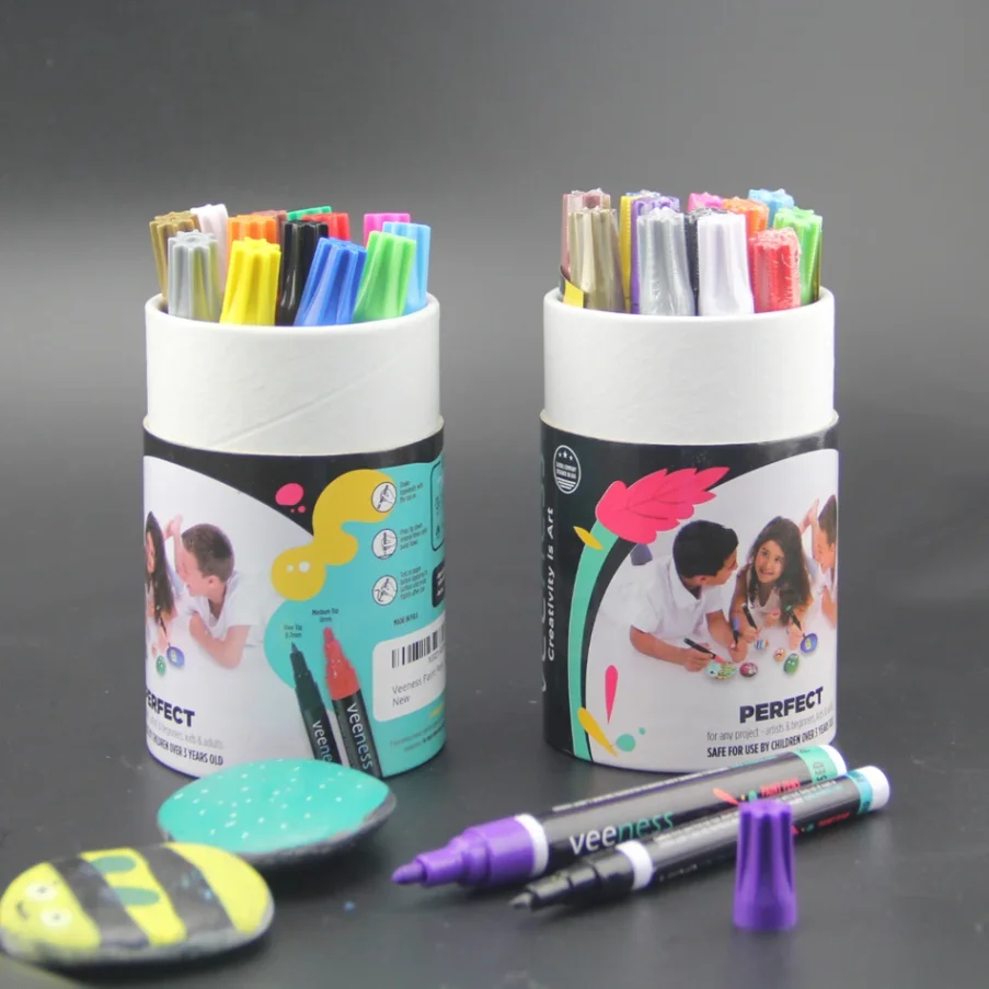 A set of markers for kids' drawing and coloring.
