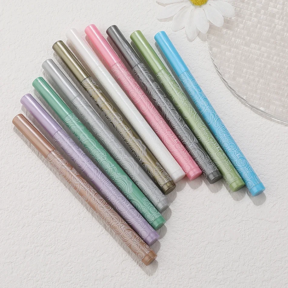 A set of colorful marker pens displayed neatly.
