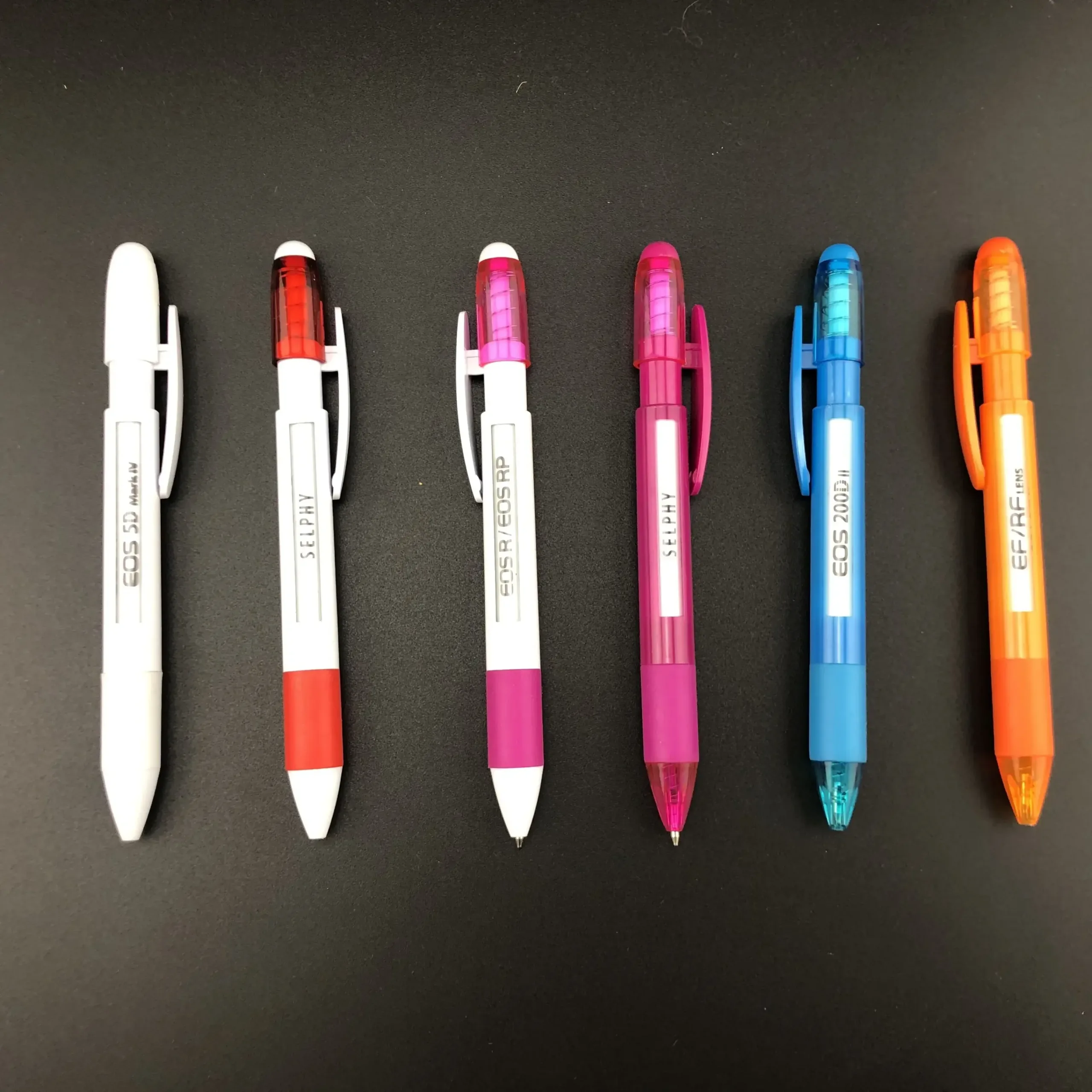A set of colorful marker pens in a scaled view