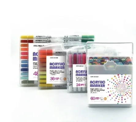 A set of colorful marker pens in a storage case