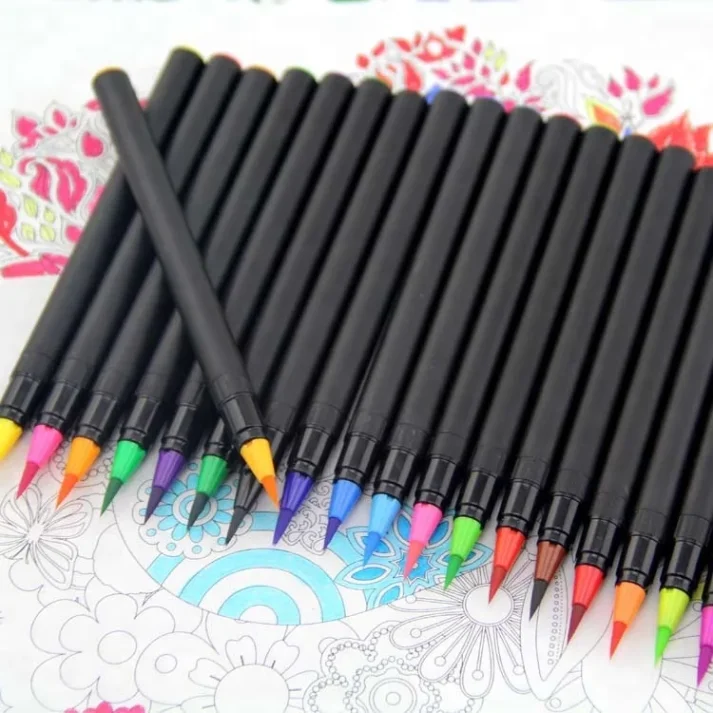 A colorful collection of markers for creative projects.