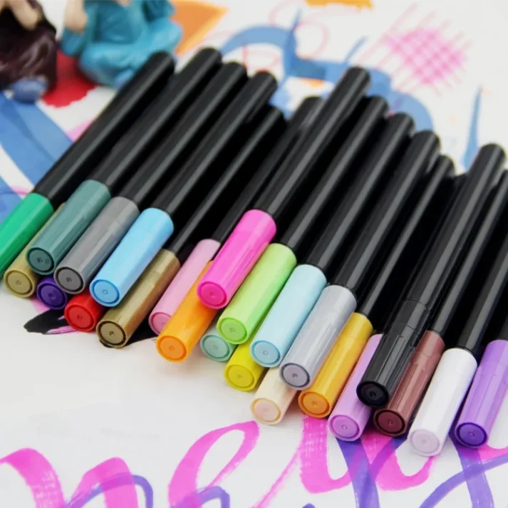 Art supplies including a range of marker pens