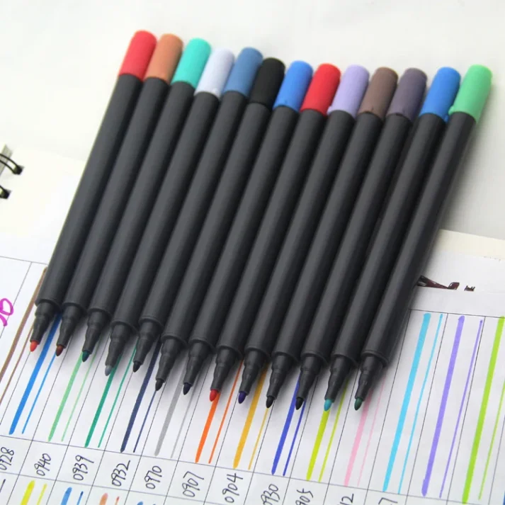 Set of colorful marker pens for artistic use