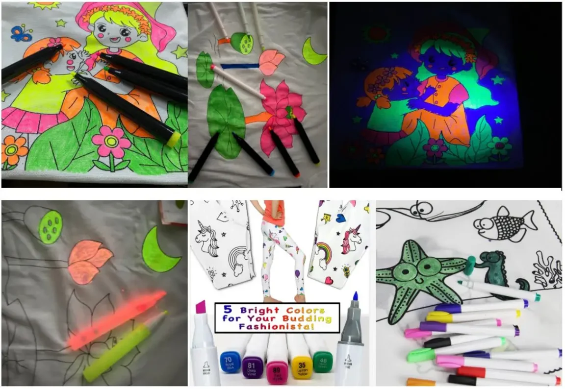 Illustration of using marker pens for drawing and coloring