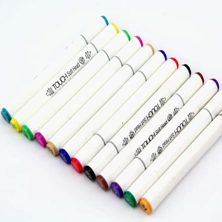 A set of colorful marker pens for artistic and office use.