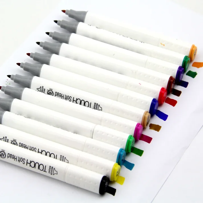 A collection of uniquely designed marker pens for creative projects.