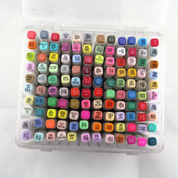 Set of colorful marker pens for artistic use