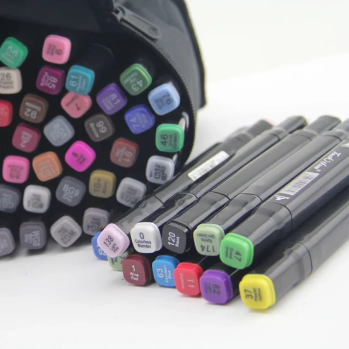 Collection of fine-tip markers for precision drawing
