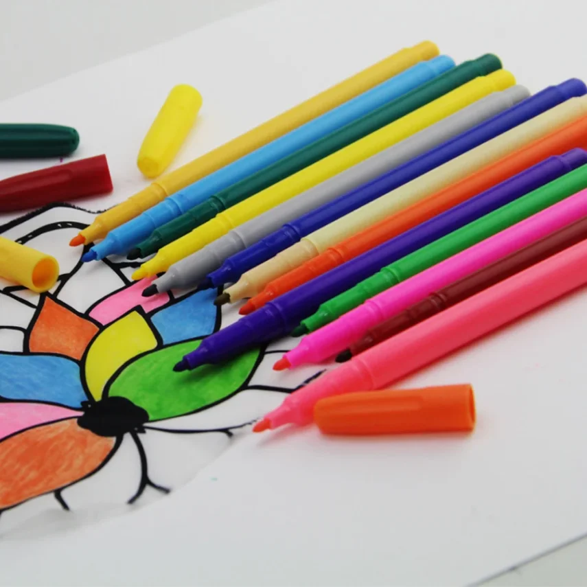Marker pens as part of essential art supplies.