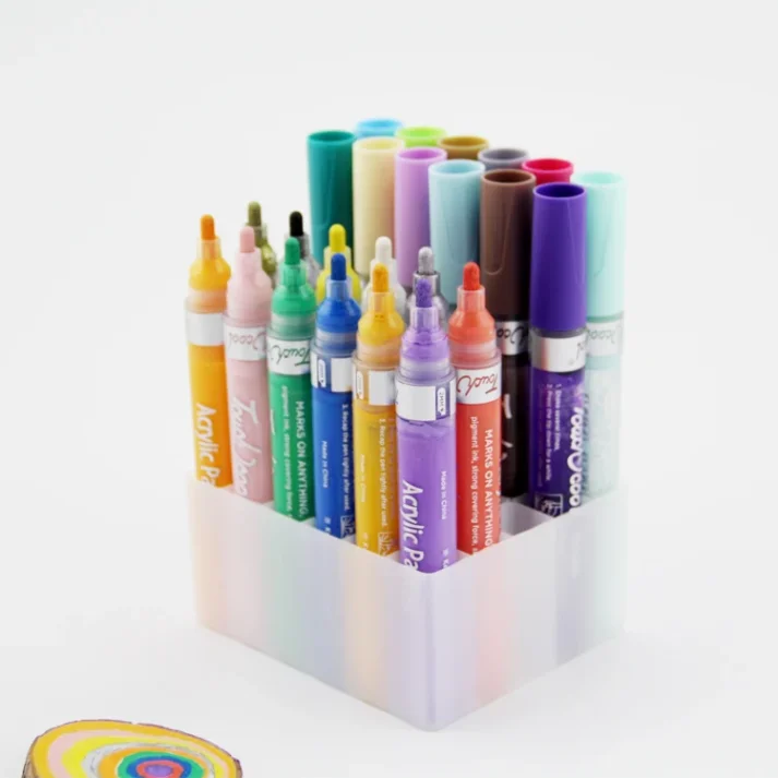 A colorful set of markers arranged neatly for artistic use