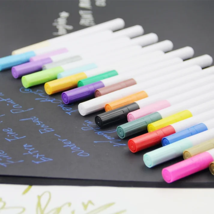 Art supplies including markers for creative projects.