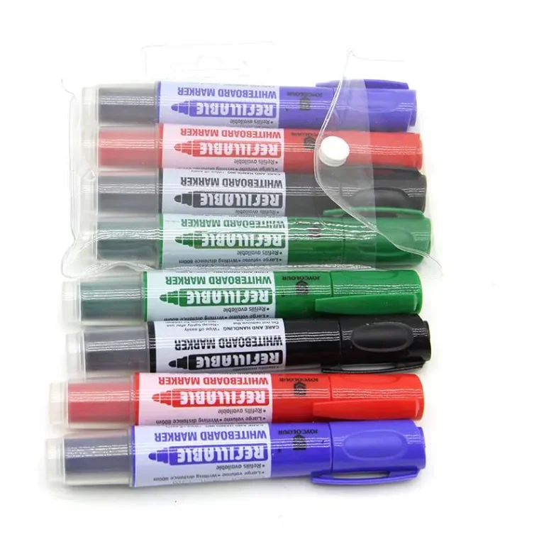 Multiple color variants of marker pens displayed in an organized arrangement.