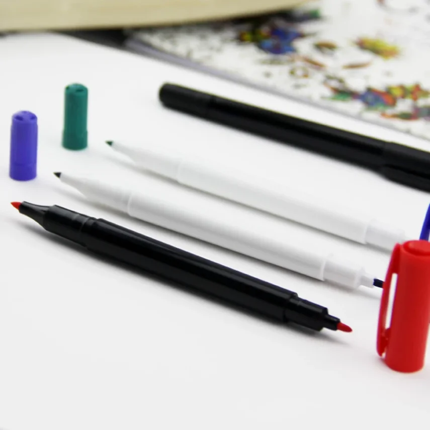 Close-up view of marker tip and ink flow.
