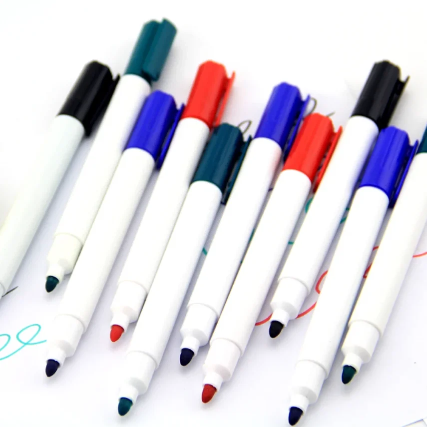 Marker pens stored in a plastic carrying case.