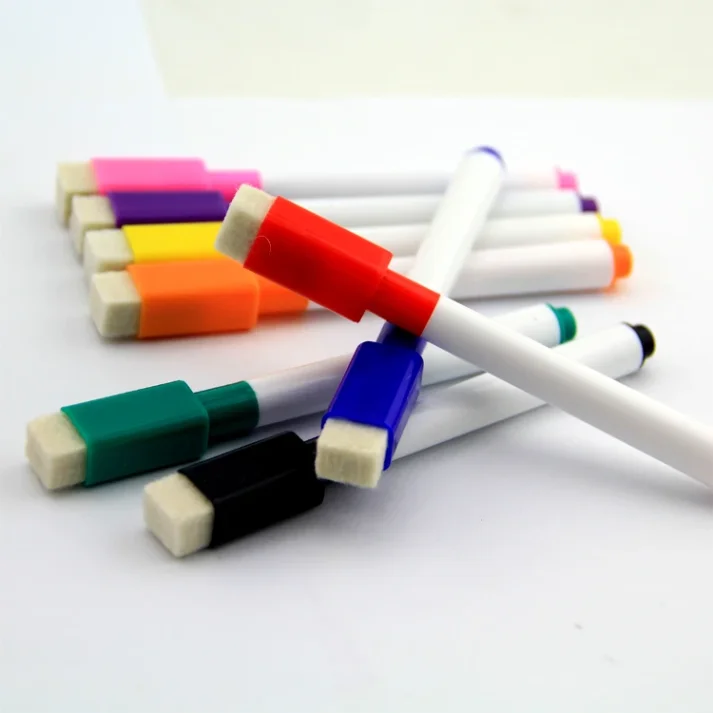 A set of colorful marker pens in a storage case.