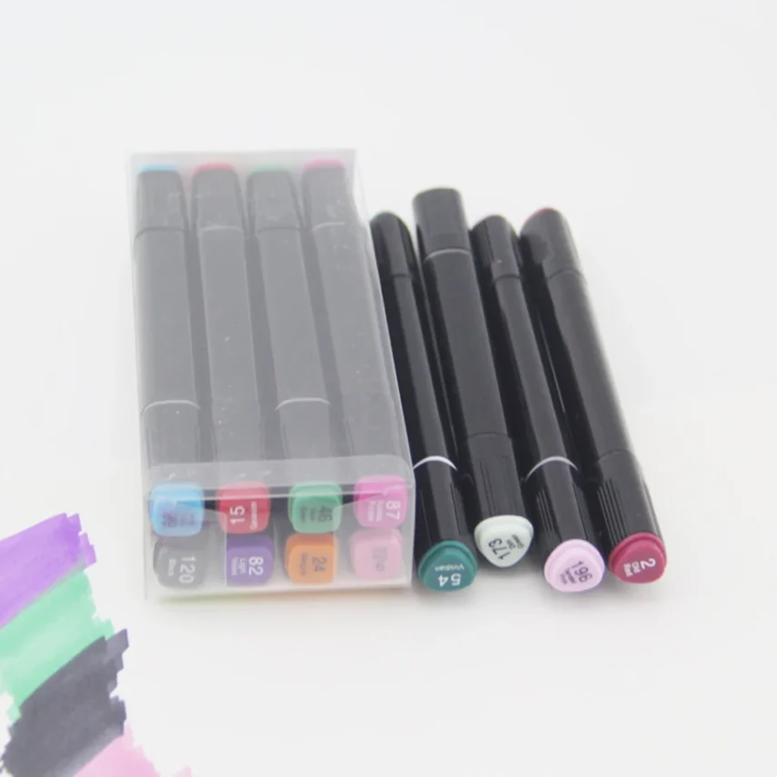 High-quality marker pens and design tools on a white background