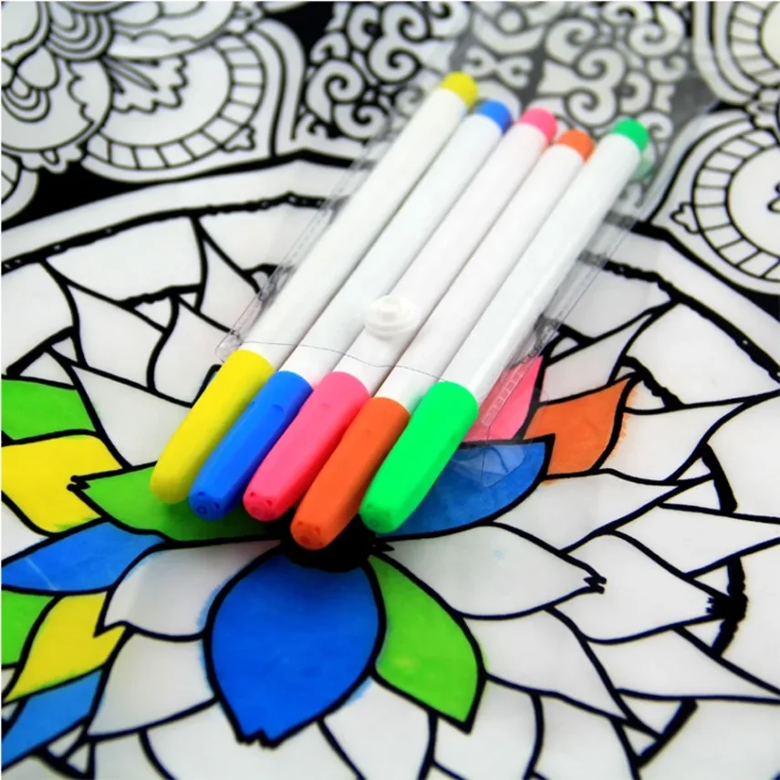 Creative supplies including marker pens for drawing and sketching