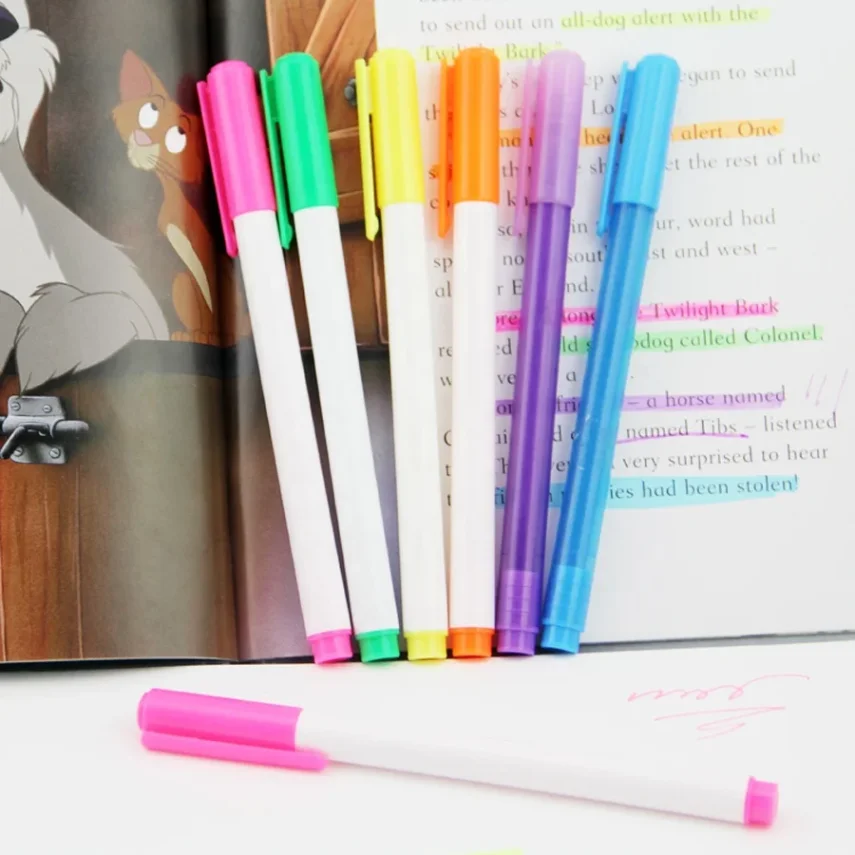 Colorful marker pens for sketching and drawing.
