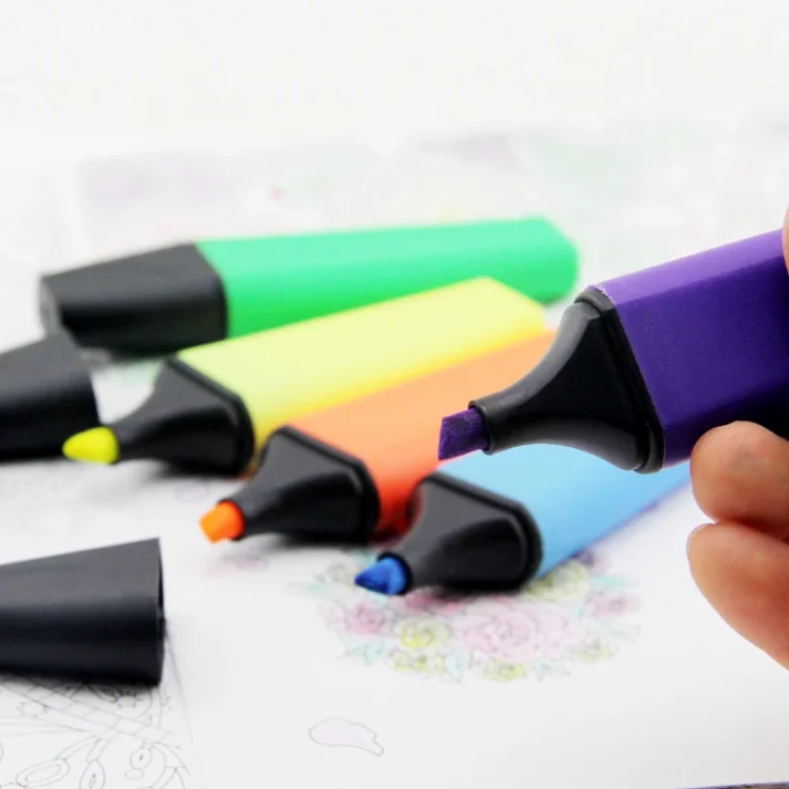 A set of colorful marker pens for art and design.