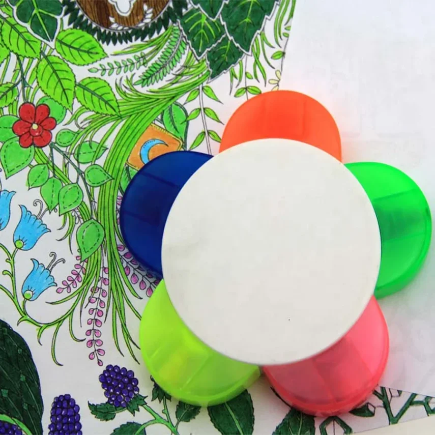 A set of colorful marker pens arranged neatly.