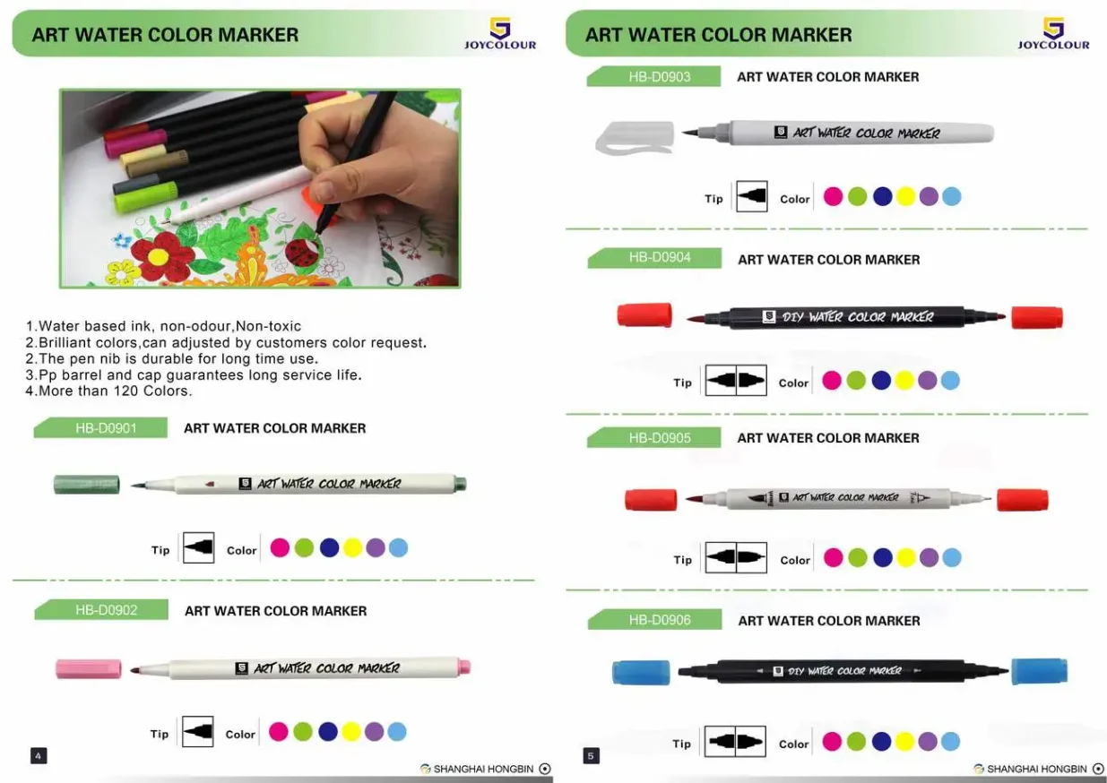 Marker pens as part of art supplies for sketching and design.