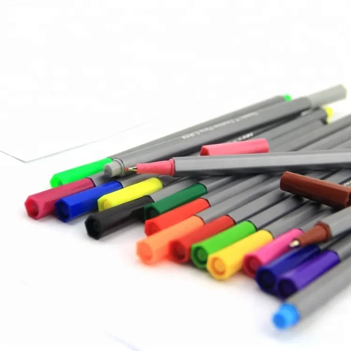 A set of colorful marker pens for art and design.