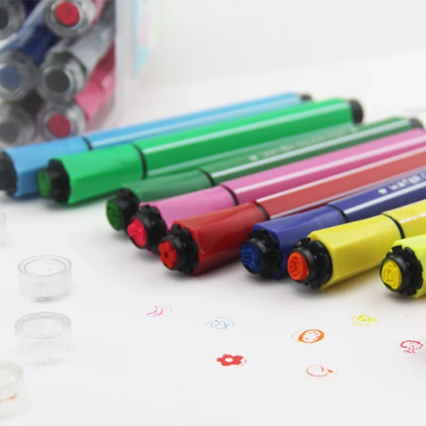 Set of colorful marker pen designs for creative use.
