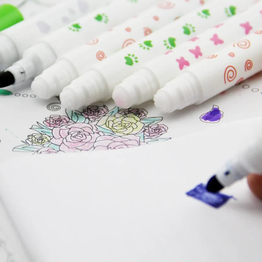 Essential art supplies including a set of markers.