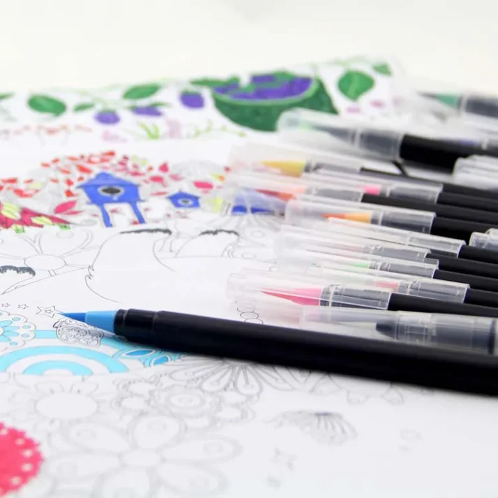 A complete set of art supplies including marker pens