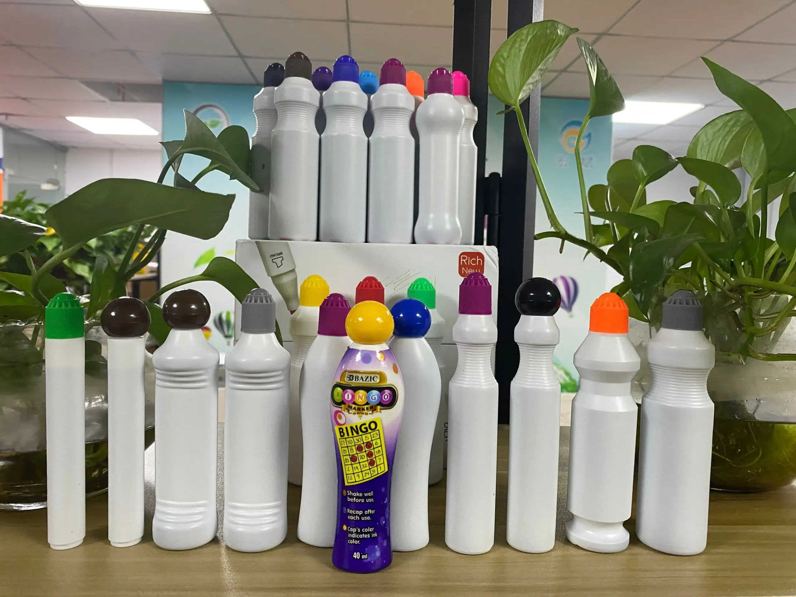A complete set of art supplies including marker pens