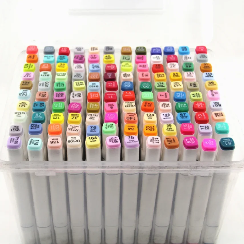 Sketching tools neatly arranged in a kit