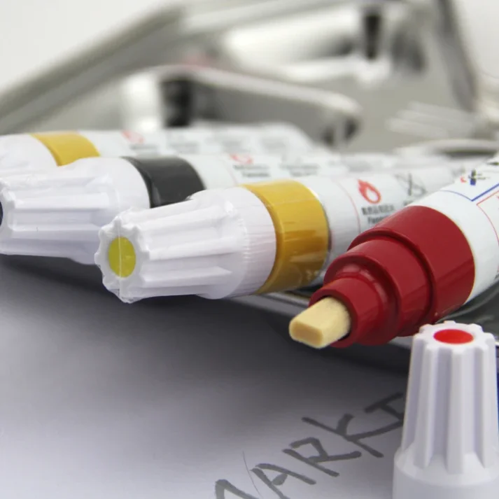 Vivid assortment of marker pens for coloring.