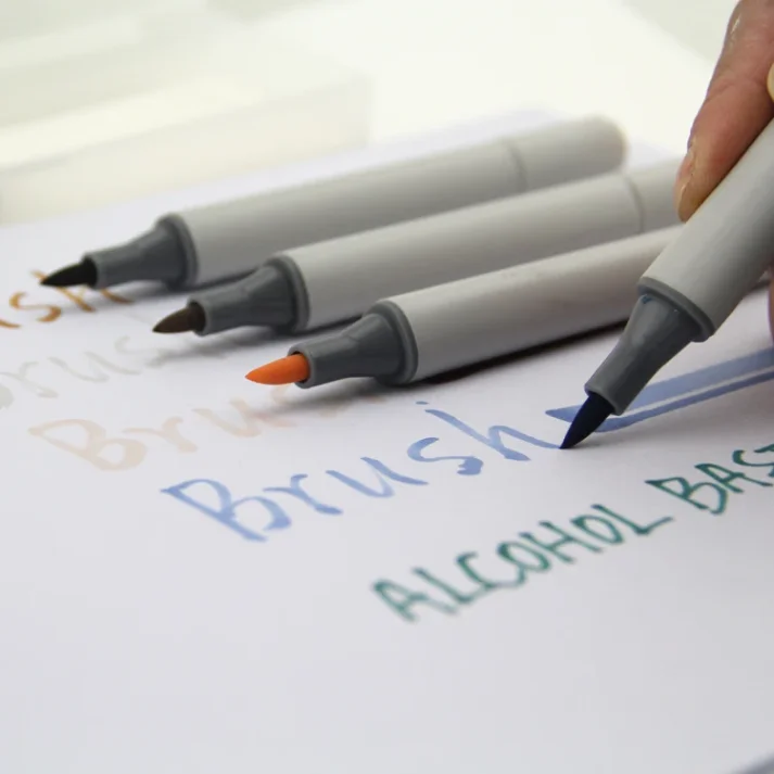 Collection of colorful marker pens for artists