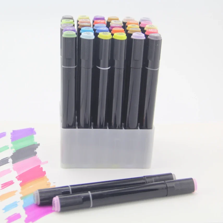 Creative markers assortment for sketching and drawing