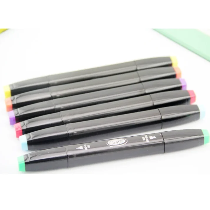 Colorful marker pens ideal for sketching and coloring.