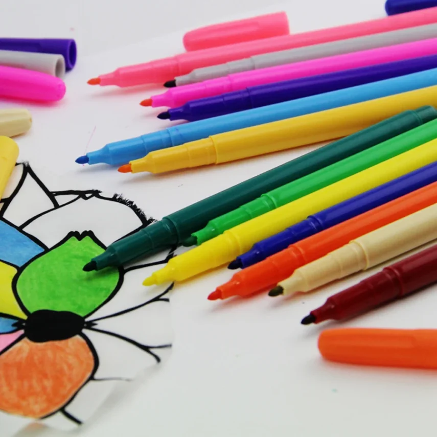 Collection of colorful marker pens