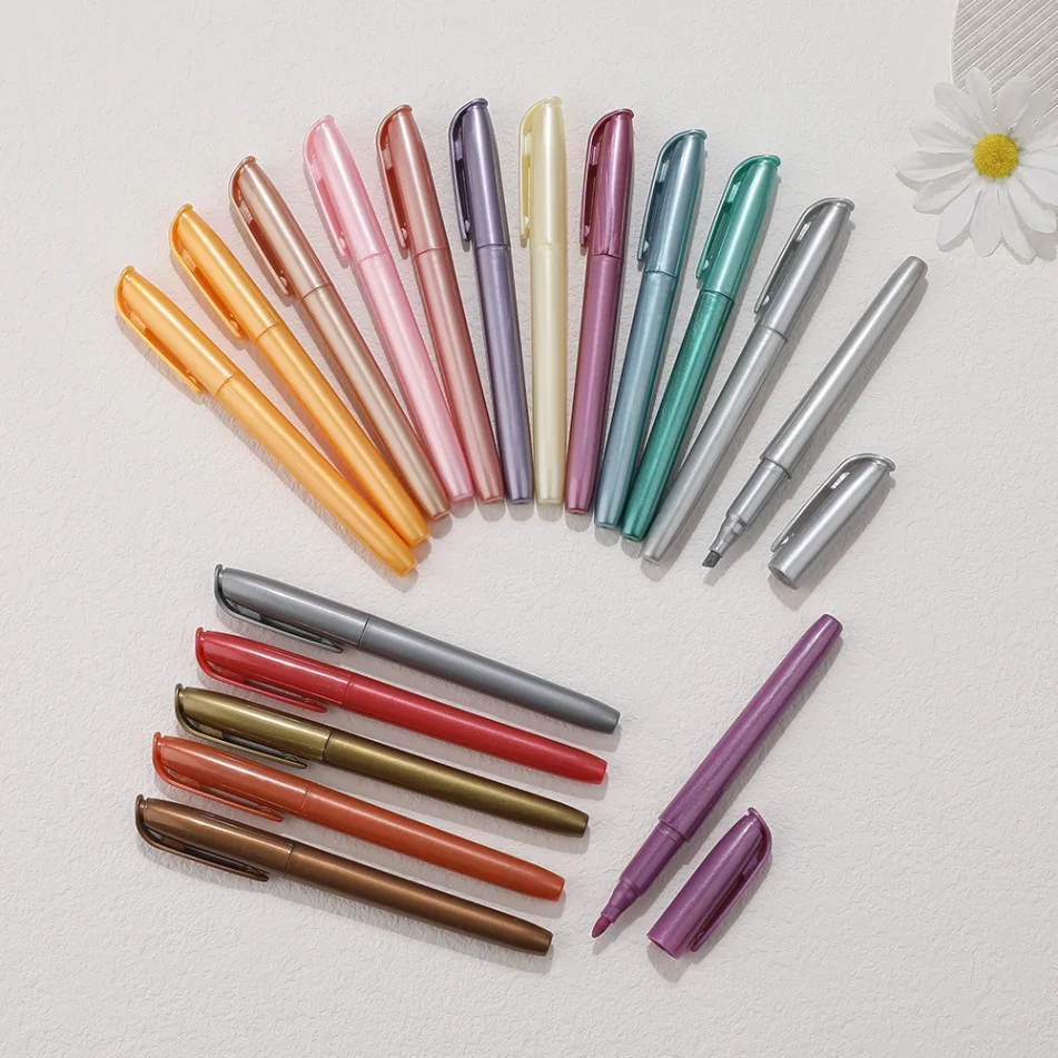 Colorful collection of marker pens for art projects