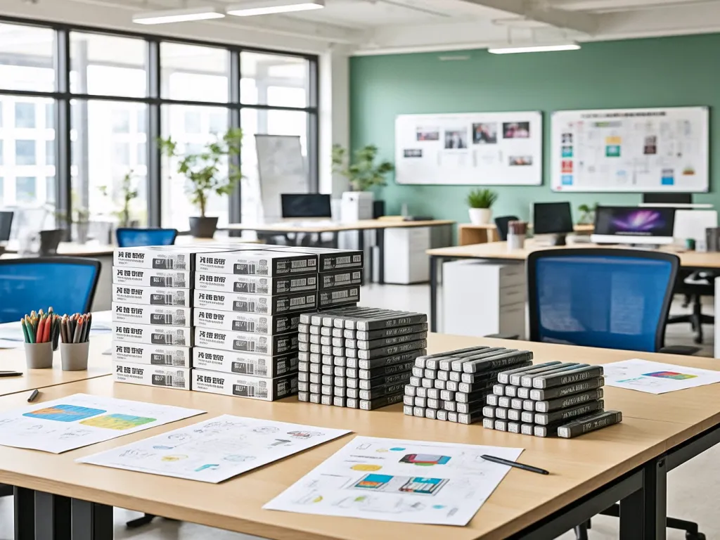 Bulk permanent markers on an office table