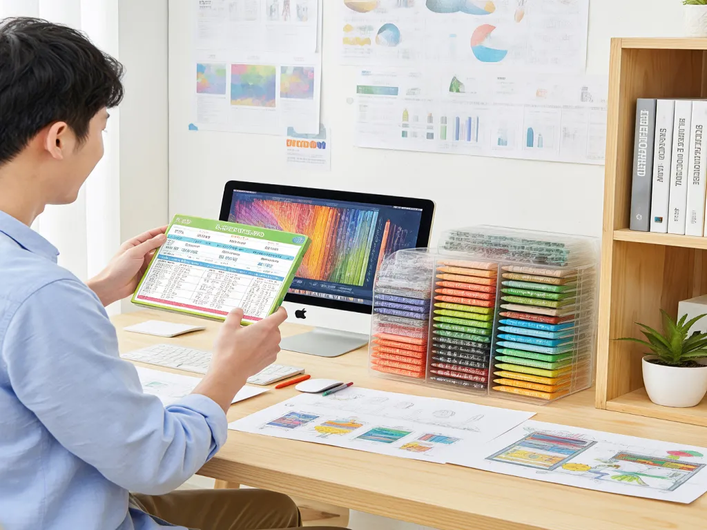 A person selects from a large bulk wholesale selection of crayons