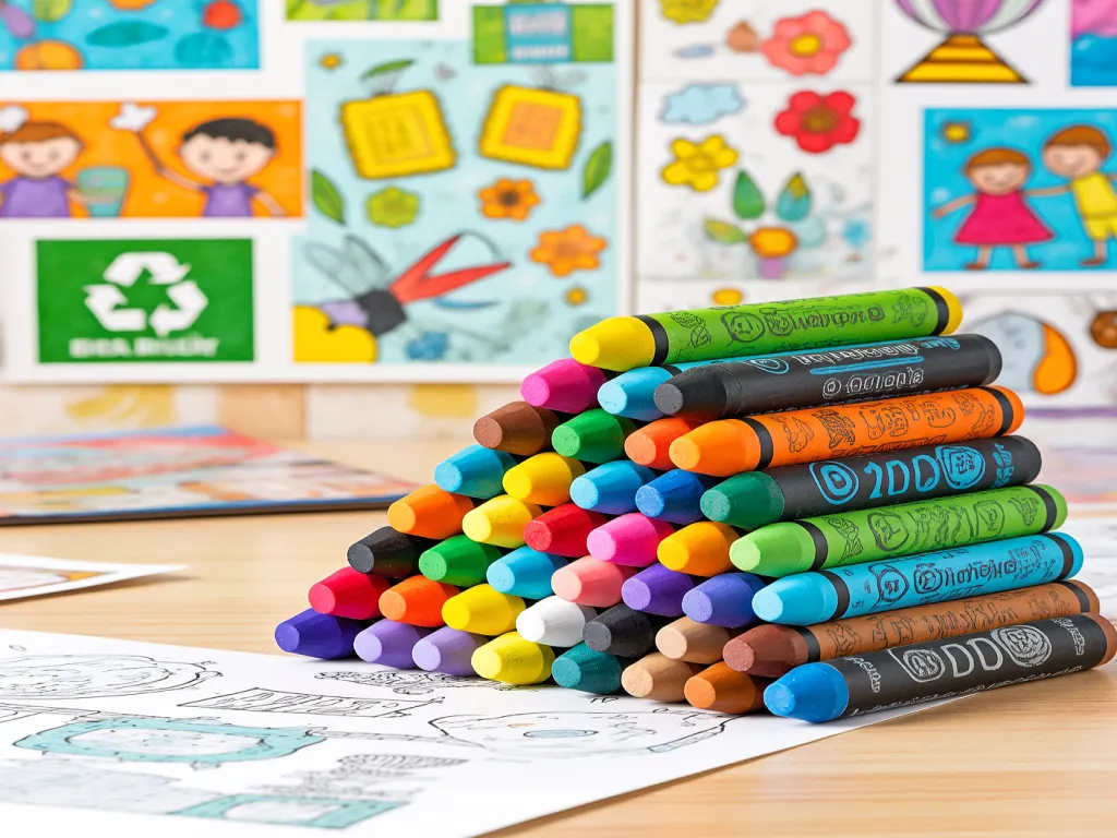 A pile of colorful crayons available in bulk wholesale