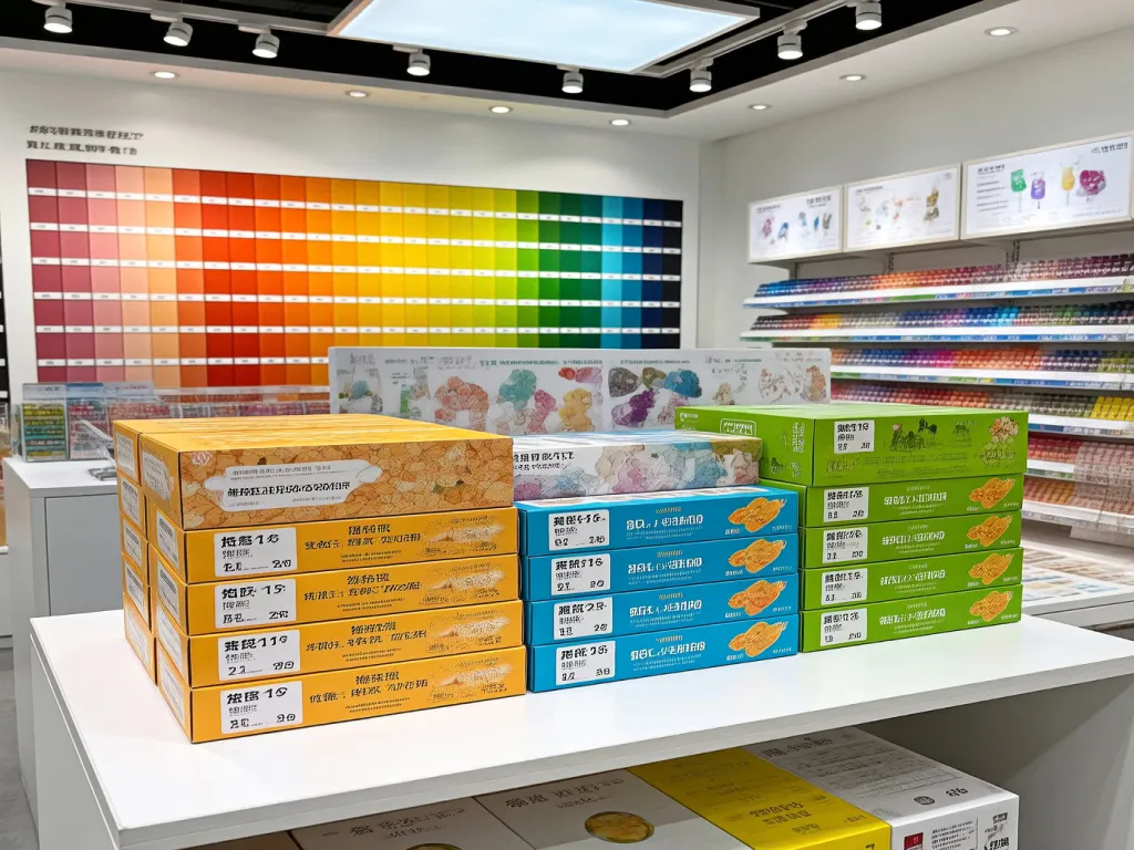 Display of crayons in bulk wholesale packaging