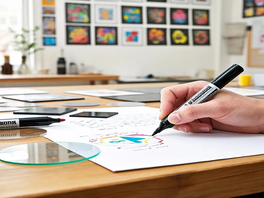 A hand using a permanent marker to draw on paper