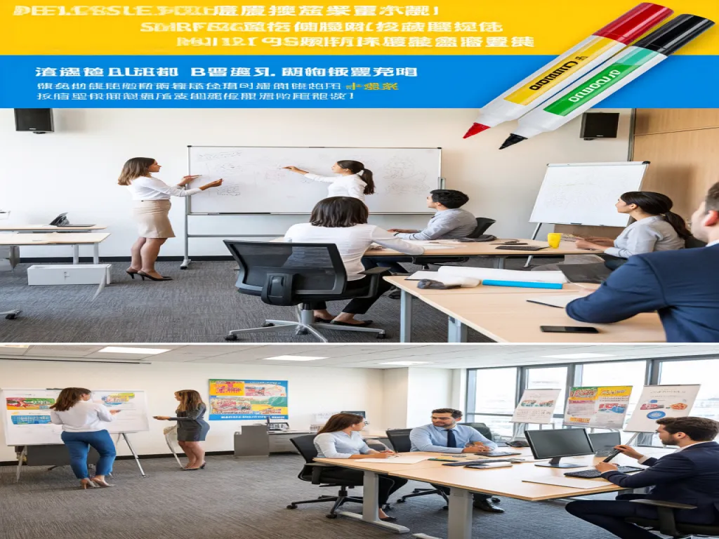 A presentation using expo markers in a conference room
